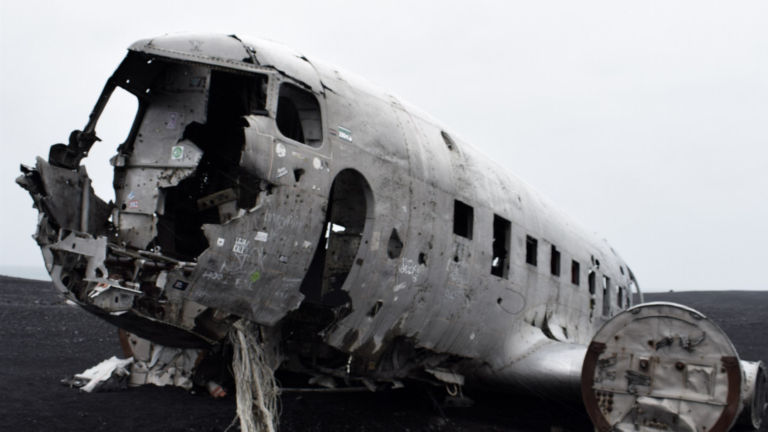 destroyed plane in graveyard